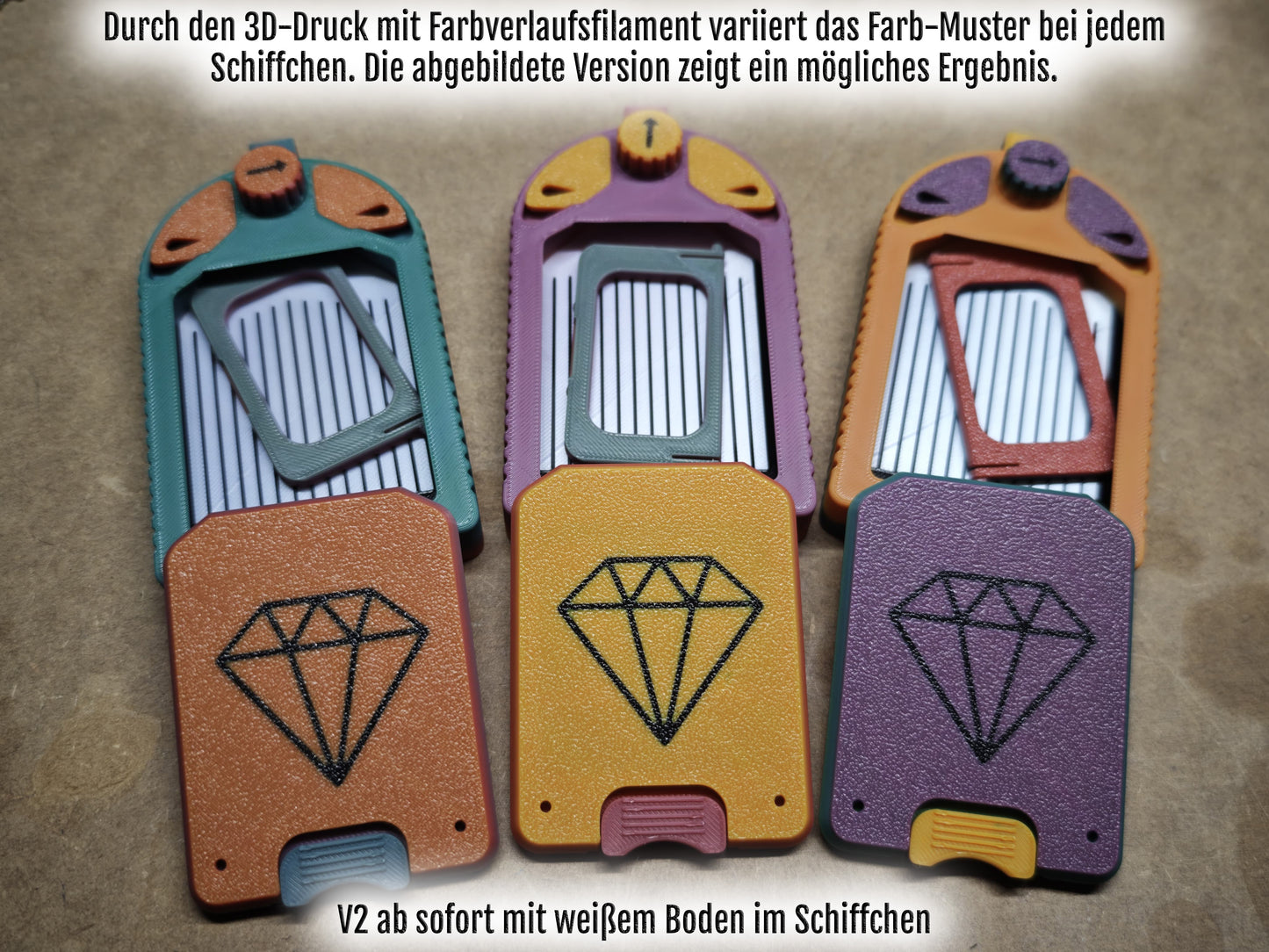 Das neue Plastics Diamond Painting Schiffchen S1 bietet vier 3D-gedruckte Designs in den Farben Regenbogen Gelb-Grün-Violett-Rot V2, mit Farbverlaufsfilamenten und einer neuen weißen Basis, die perfekt für Ihre Anforderungen an ein multifunktionales Schiffchen geeignet ist.