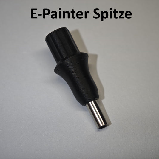 Ein schwarzer Diamond Painting Edelstahl Einzelsetzer E-Painter von New Plastics, nicht kompatibel mit Wachs oder ähnlichem, ruht auf einer hellgrauen Oberfläche – ideal für detaillierte 3D-Druckerarbeiten.