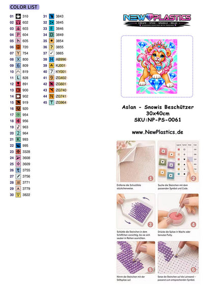 Vorbestellung: Diamond Painting Set Aslan – Snowis Beschützer 30x40cm