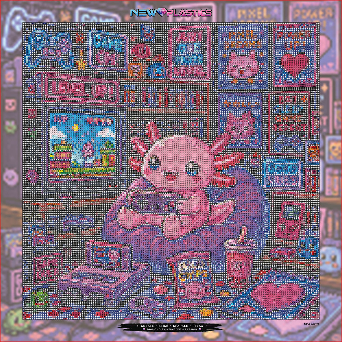 Level Up, Axolotl! ca.40x40cm | New Plastics