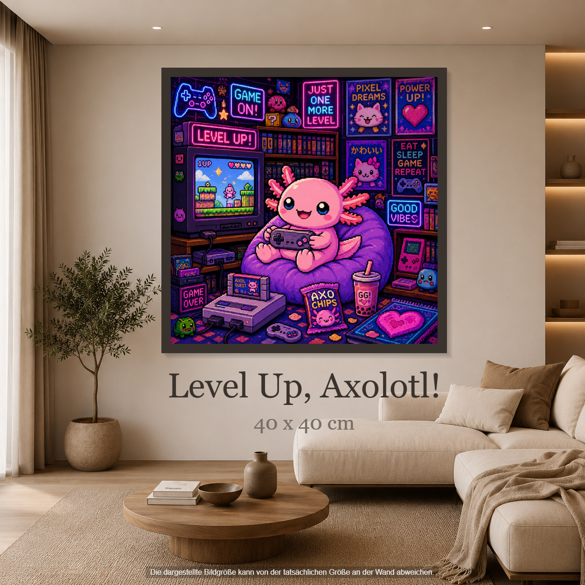 Level Up, Axolotl! ca.40x40cm | New Plastics
