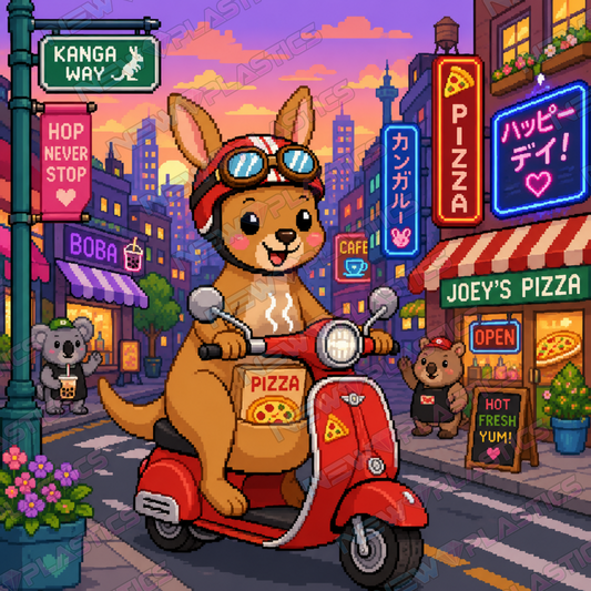 Pizza im Känguru-Tempo ca.40x40cm | New Plastics