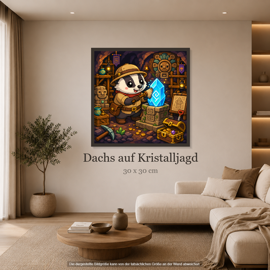 Dachs auf Kristalljagd ca.30x30cm | New Plastics
