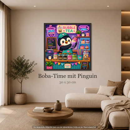 Boba-Time mit Pinguin ca.30x30cm | New Plastics