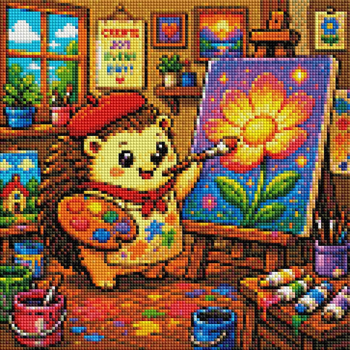 Der stachelige Künstler ca.30x30cm | New Plastics