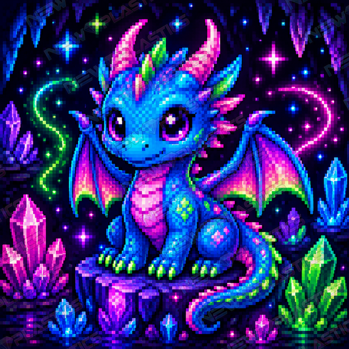 Der kleine Neon-Drache ca.30x30cm | New Plastics