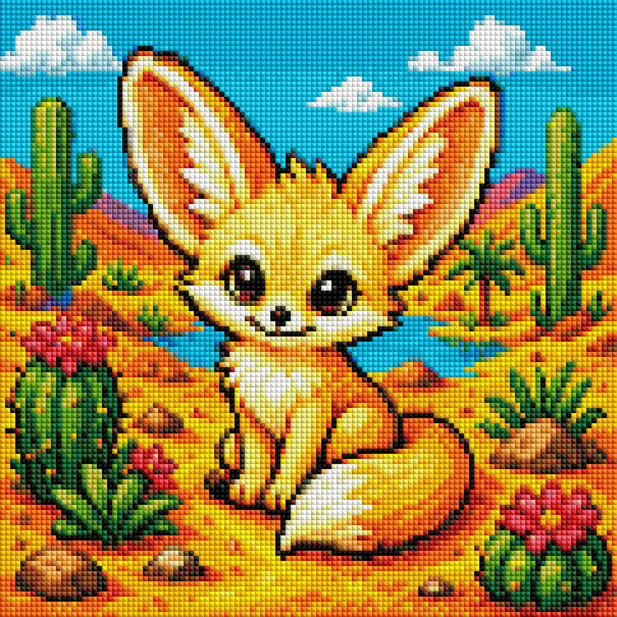 Fennek im Kaktusland ca.30x30cm | New Plastics