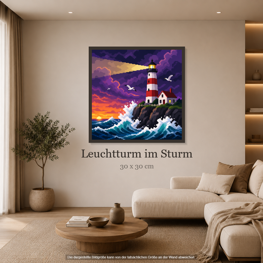 Leuchtturm im Sturm ca.30x30cm | New Plastics